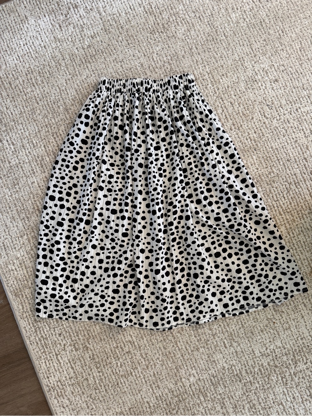 Sweet Rain Black and White Polka Dot Midi Skirt